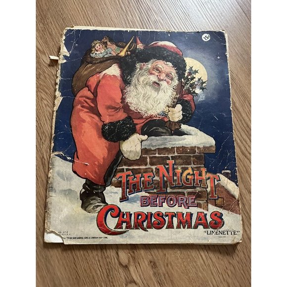 Night Before Christmas Santa Claus Children's Poem 1918 lg. color pictorial book